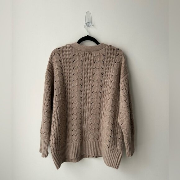 Revolve lacademie Cailean Cable Oversized Cardigan in Taupe - Picture 10 of 13